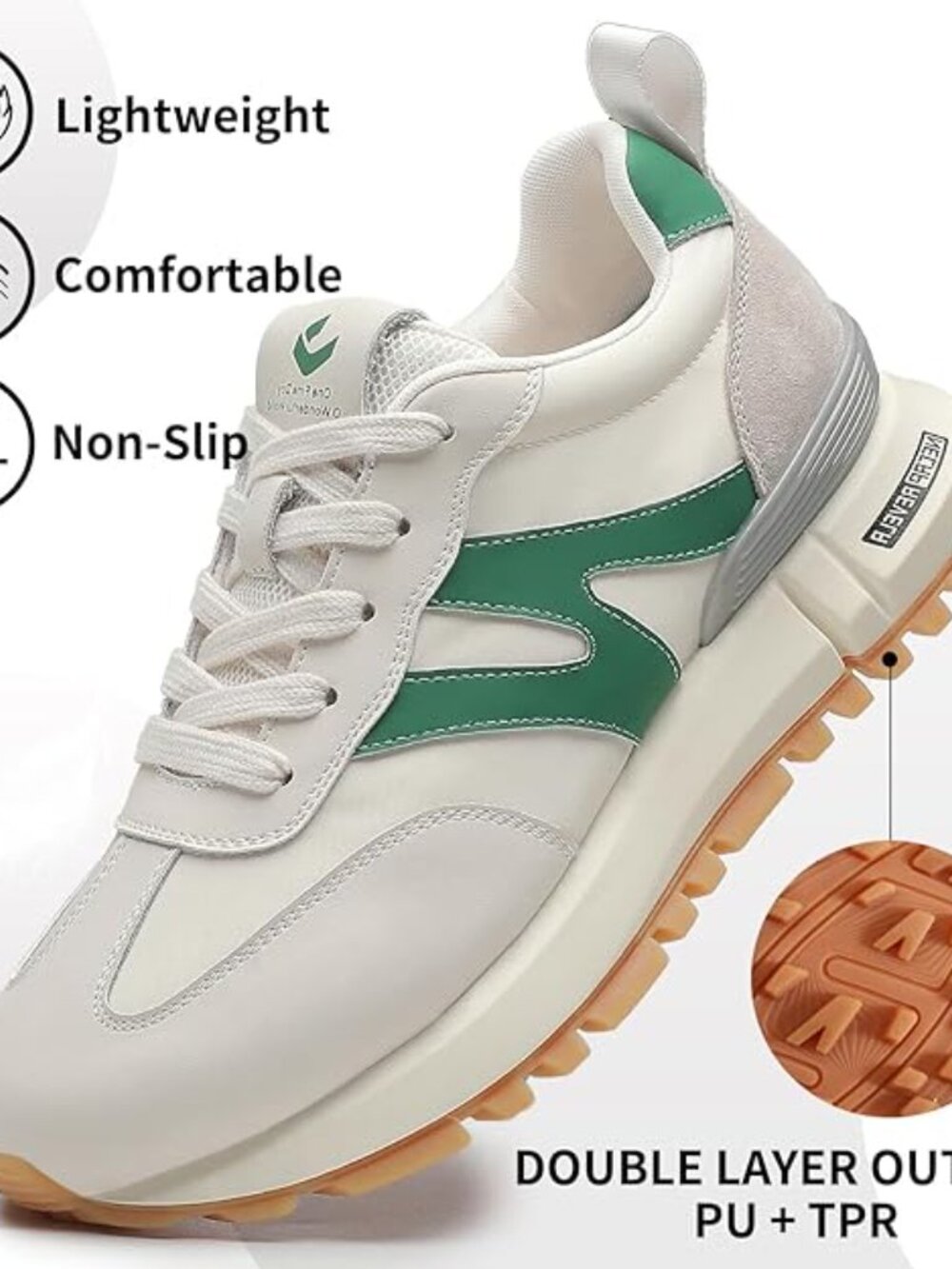 Casual Women's Sneakers: Green and Beige - Picture 3 of 6